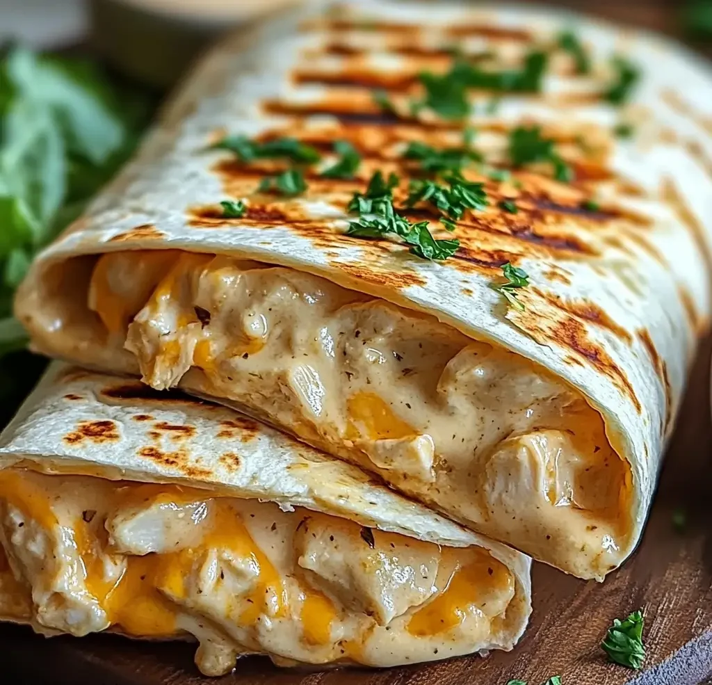 Cheesy Garlic Chicken Wraps