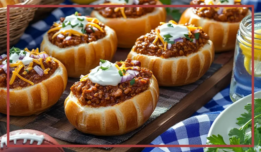 Mini Beef Chili Bread Bowls