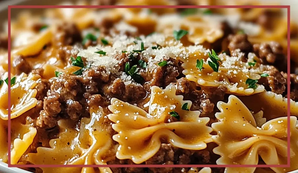 Cheesy Beef & Bowtie Pasta