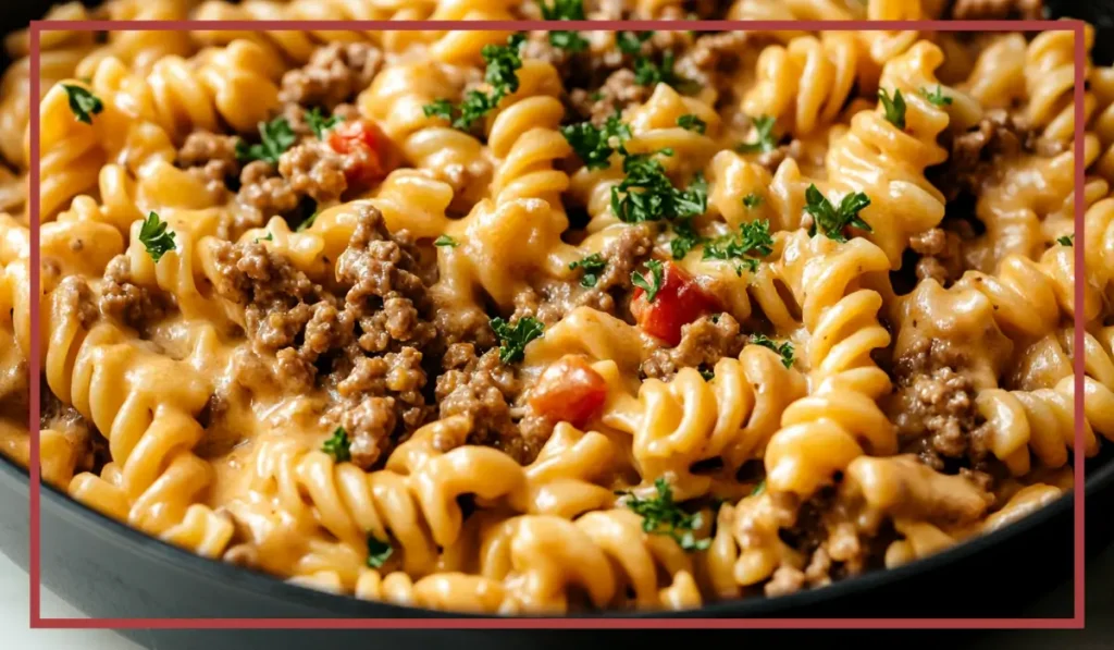 Stovetop creamy beef pasta