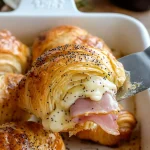 Baked ham and cheese croissants