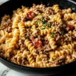 Stovetop creamy beef pasta