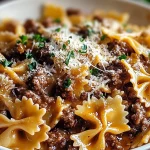 Cheesy Beef & Bowtie Pasta