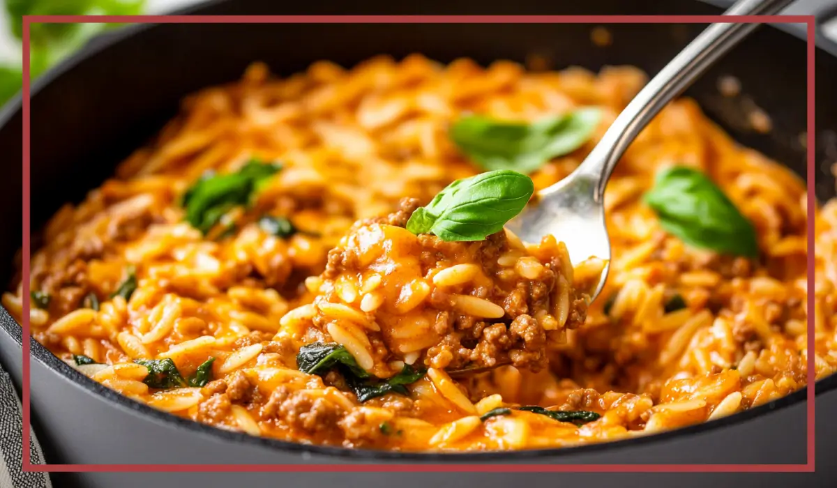 Creamy Ground Beef Orzo