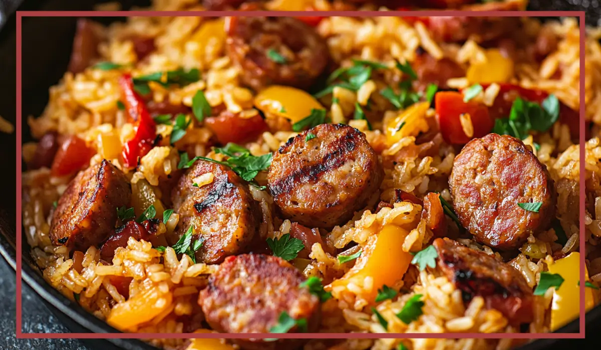 Sausage Pepper Rice Skillet