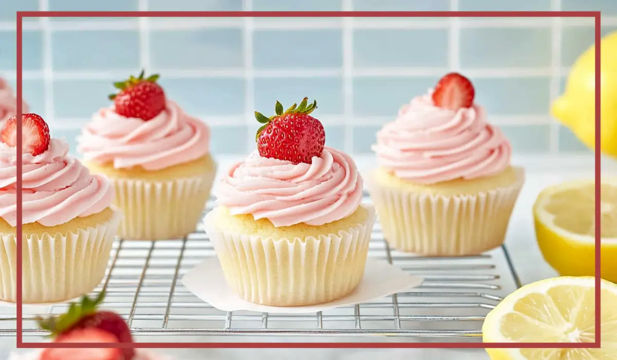 Lemon Cupcakes with Strawberry Frosting