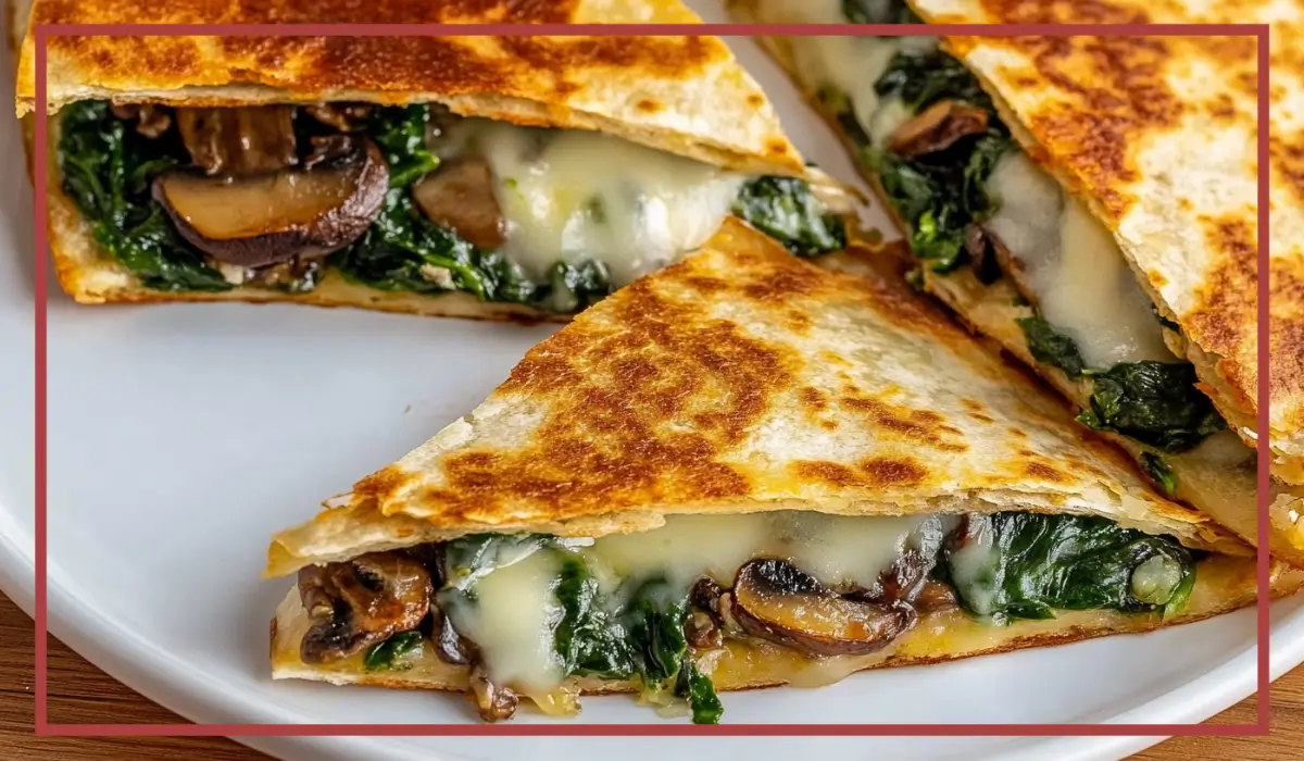 Baked Spinach & Mushroom Quesadilla