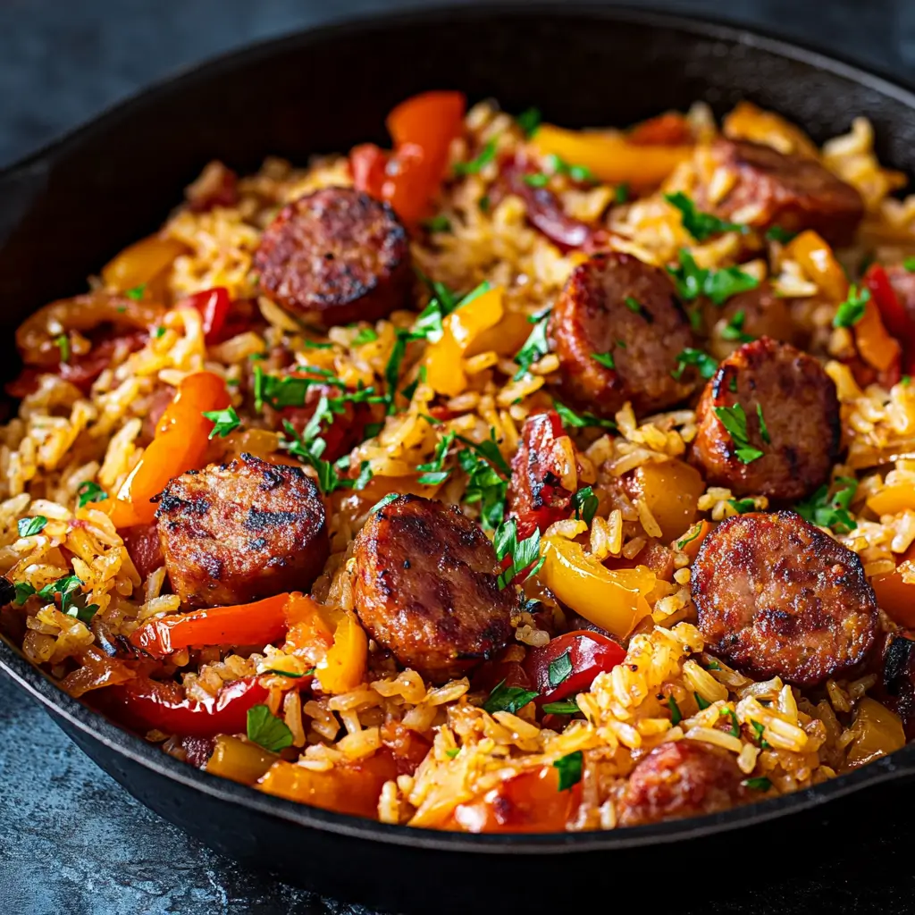 Sausage Pepper Rice Skillet