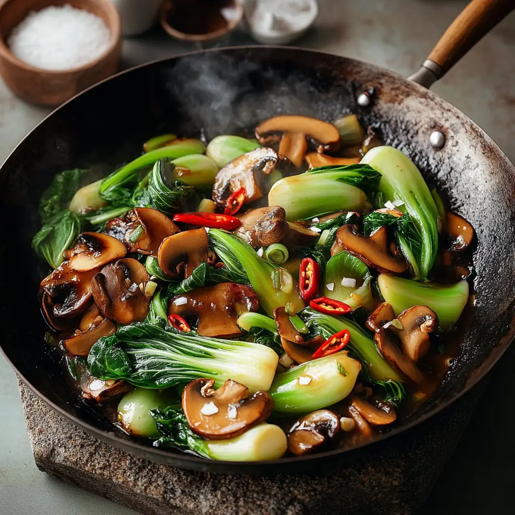 Bok choy mushroom stir-fry