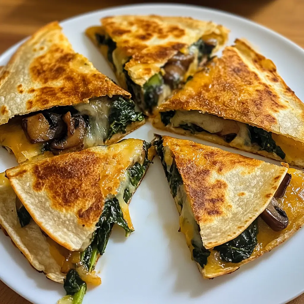 Baked Spinach & Mushroom Quesadilla