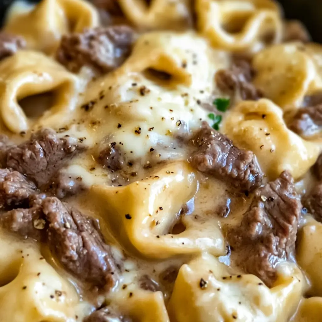 Cheesy Beef and Onion Tortellini