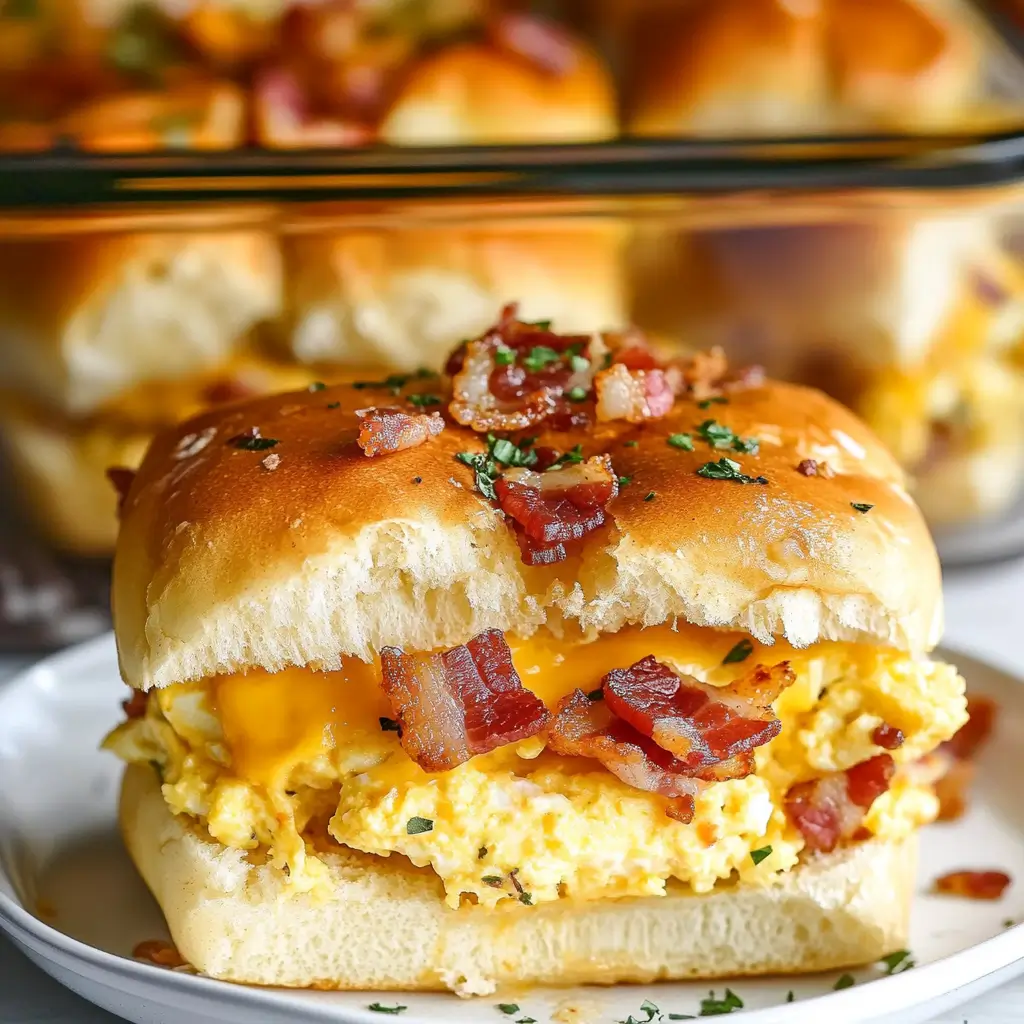 Cheesy breakfast sliders