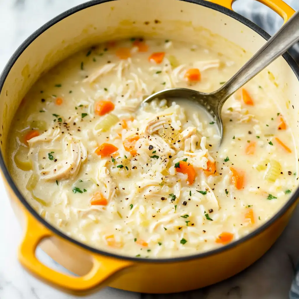 Creamy chicken rice soup