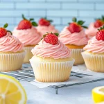 Lemon Cupcakes with Strawberry Frosting