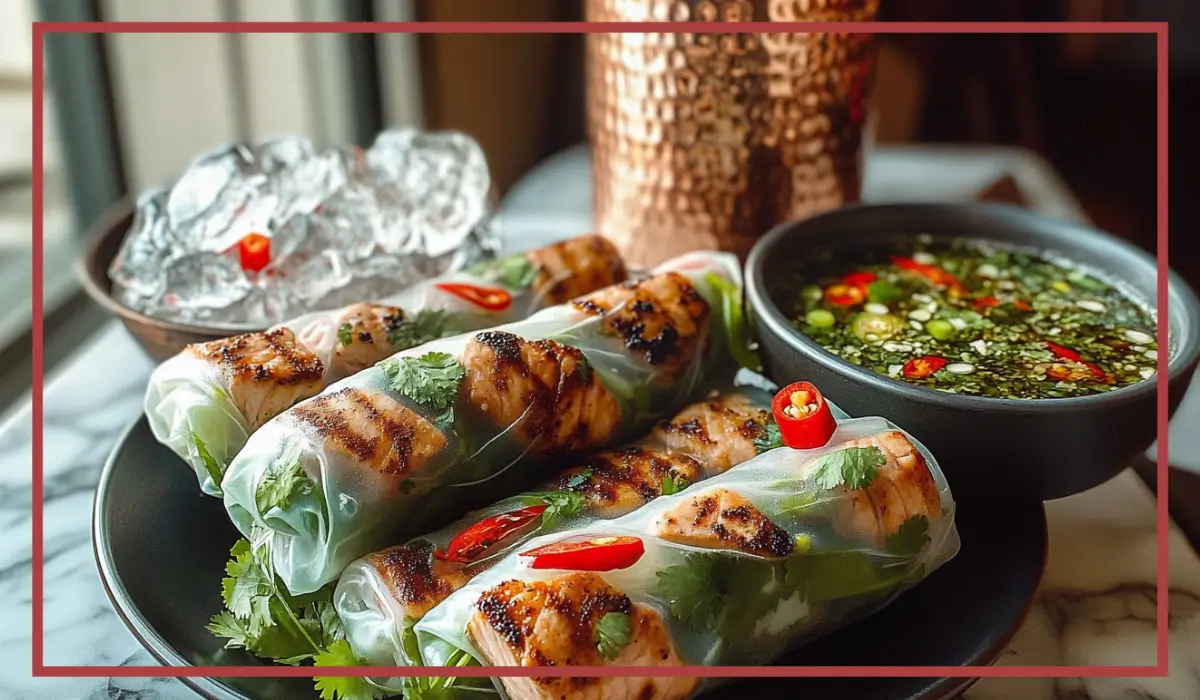 Salmon spring rolls