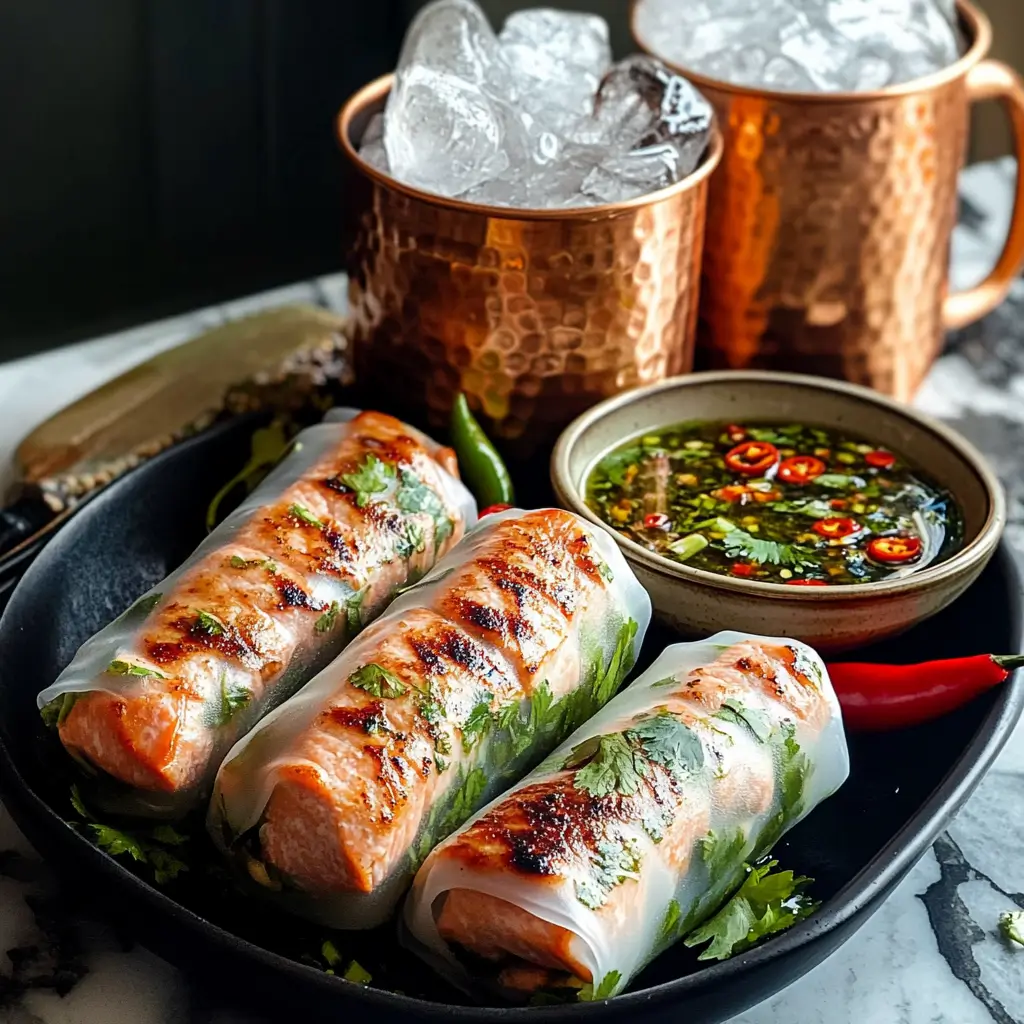 Salmon spring rolls