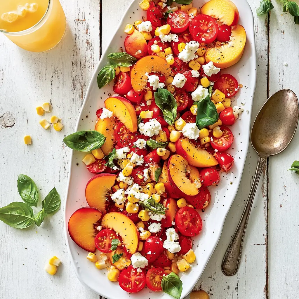 Peach tomato corn salad