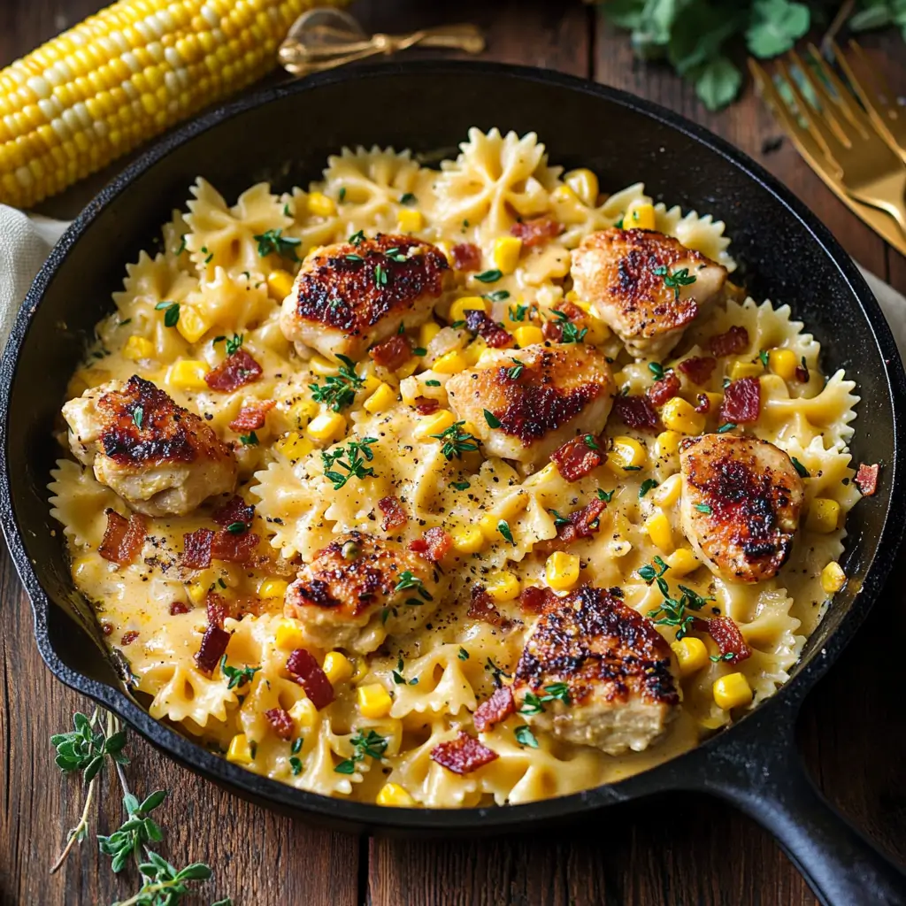Creamy chicken corn pasta