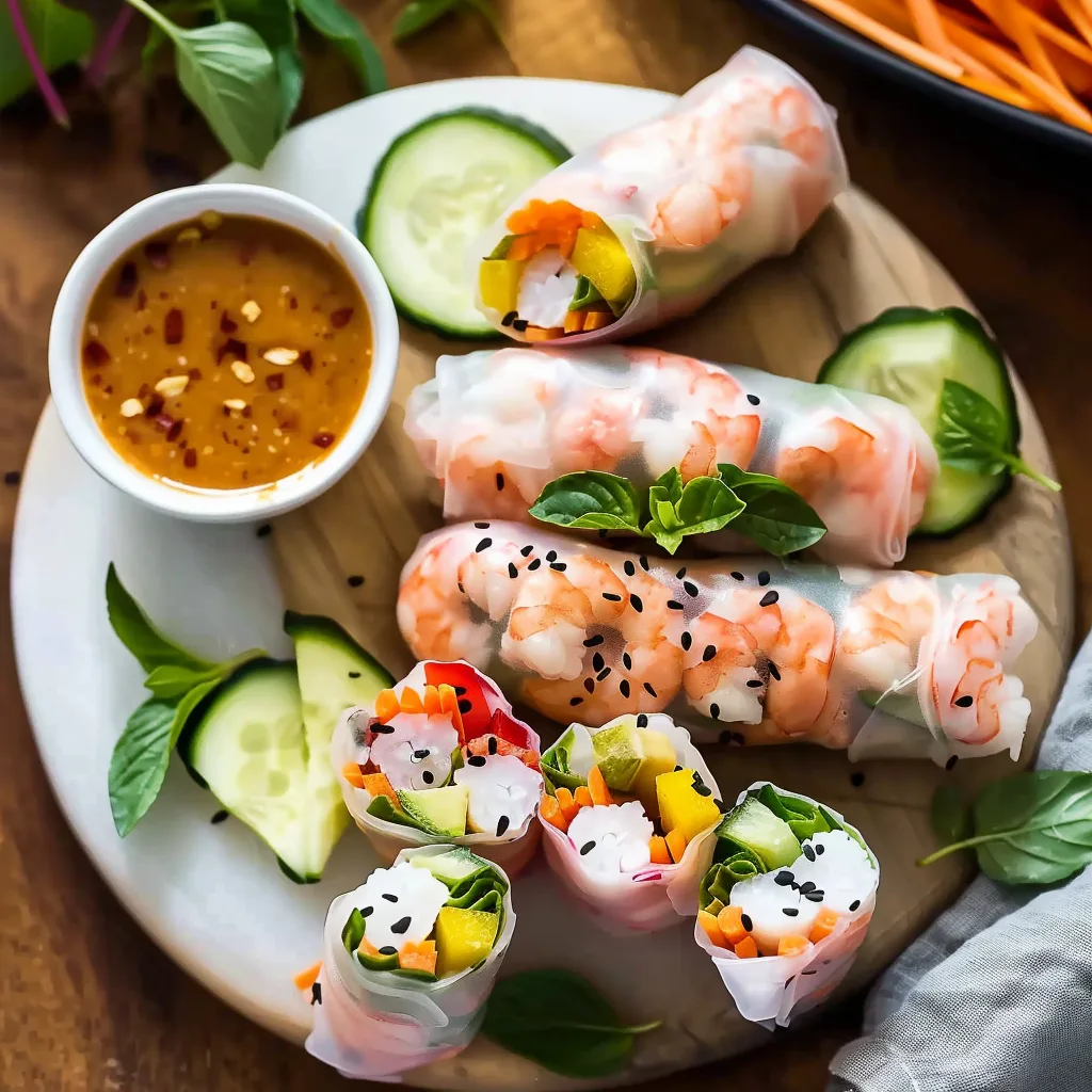 Shrimp & Mango Rice Paper Rolls with Peanut Dipping Sauce: An Amazing ...