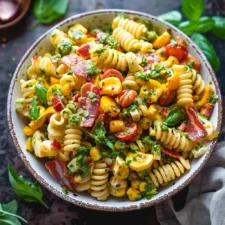 Corn Pasta Salad with Bacon and Creamy Pesto Dressing: An Amazing Ultimate Recipe